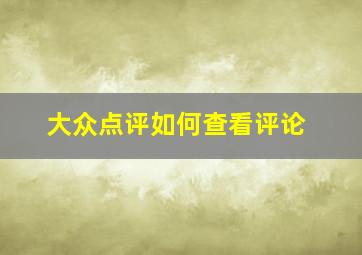 大众点评如何查看评论