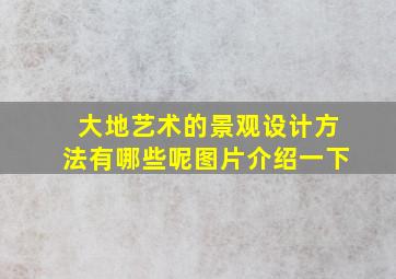 大地艺术的景观设计方法有哪些呢图片介绍一下