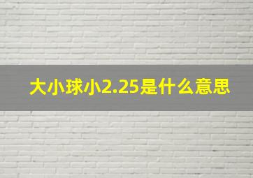 大小球小2.25是什么意思