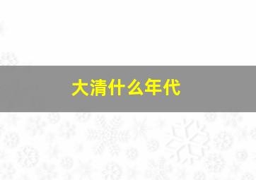 大清什么年代