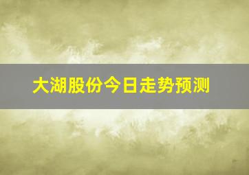 大湖股份今日走势预测