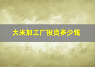 大米加工厂投资多少钱