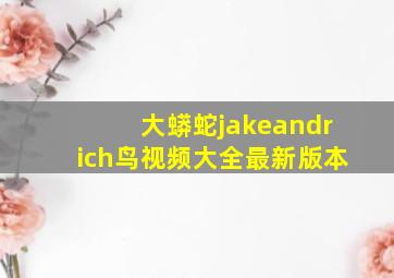 大蟒蛇jakeandrich鸟视频大全最新版本