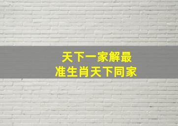 天下一家解最准生肖天下同家