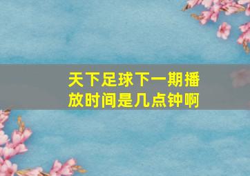 天下足球下一期播放时间是几点钟啊