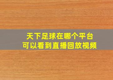 天下足球在哪个平台可以看到直播回放视频