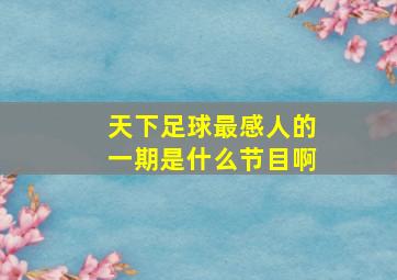 天下足球最感人的一期是什么节目啊