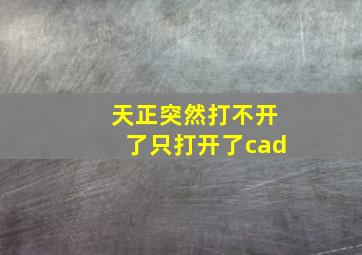 天正突然打不开了只打开了cad