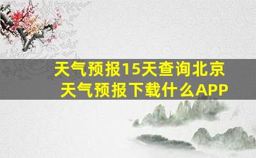 天气预报15天查询北京天气预报下载什么APP