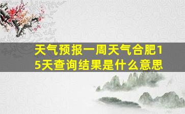 天气预报一周天气合肥15天查询结果是什么意思