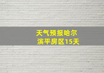 天气预报哈尔滨平房区15天