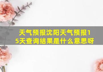 天气预报沈阳天气预报15天查询结果是什么意思呀