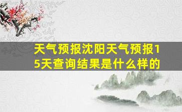 天气预报沈阳天气预报15天查询结果是什么样的