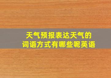 天气预报表达天气的词语方式有哪些呢英语