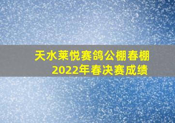 天水莱悦赛鸽公棚春棚2022年春决赛成绩