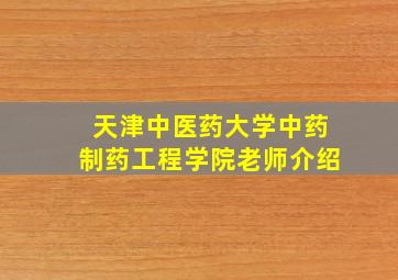 天津中医药大学中药制药工程学院老师介绍