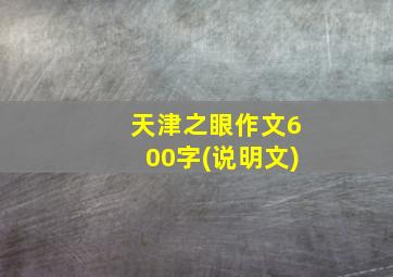 天津之眼作文600字(说明文)