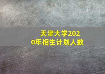 天津大学2020年招生计划人数