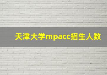 天津大学mpacc招生人数