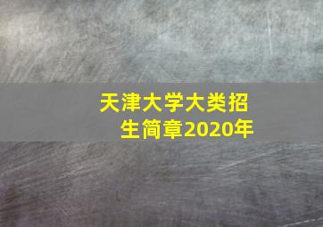 天津大学大类招生简章2020年