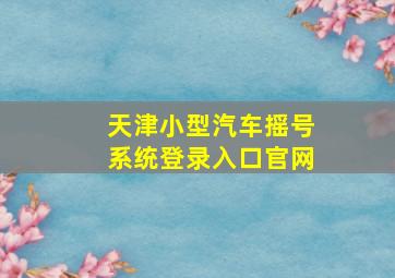 天津小型汽车摇号系统登录入口官网