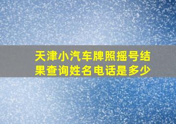 天津小汽车牌照摇号结果查询姓名电话是多少