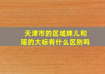 天津市的区域牌儿和瑶的大标有什么区别吗