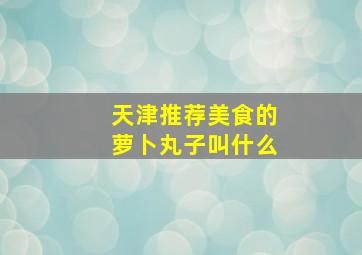 天津推荐美食的萝卜丸子叫什么