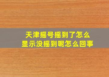 天津摇号摇到了怎么显示没摇到呢怎么回事