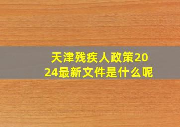 天津残疾人政策2024最新文件是什么呢