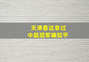 天津泰达拿过中超冠军嘛知乎