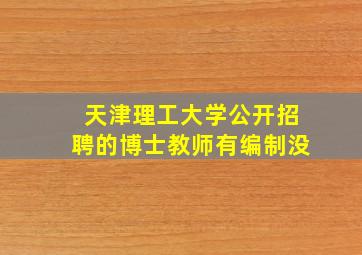 天津理工大学公开招聘的博士教师有编制没