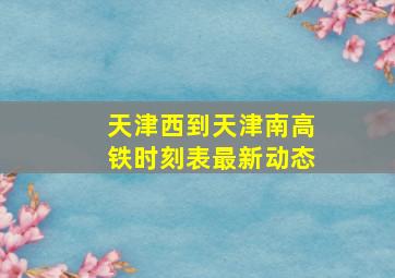 天津西到天津南高铁时刻表最新动态