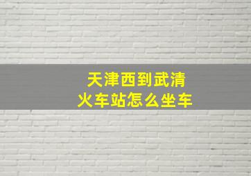 天津西到武清火车站怎么坐车