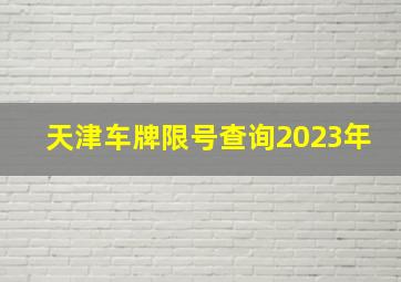 天津车牌限号查询2023年