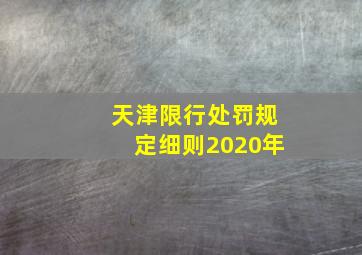 天津限行处罚规定细则2020年