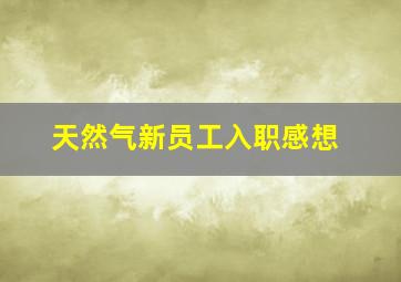 天然气新员工入职感想