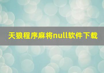 天狼程序麻将null软件下载