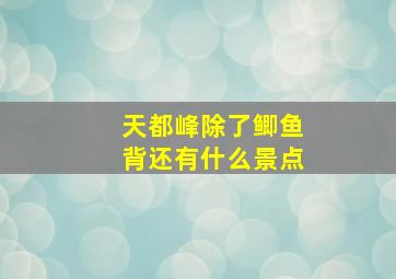 天都峰除了鲫鱼背还有什么景点