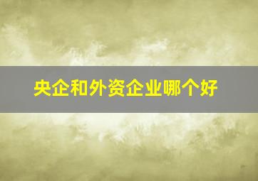 央企和外资企业哪个好