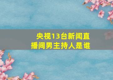 央视13台新闻直播间男主持人是谁