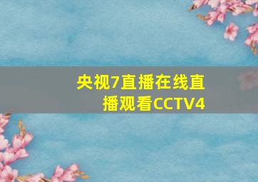 央视7直播在线直播观看CCTV4