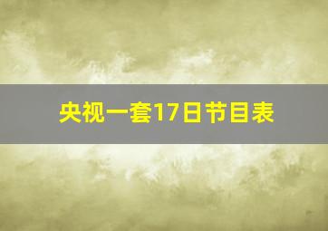 央视一套17日节目表