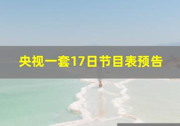 央视一套17日节目表预告