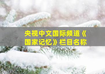 央视中文国际频道《国家记忆》栏目名称