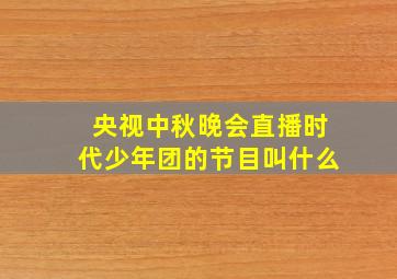 央视中秋晚会直播时代少年团的节目叫什么