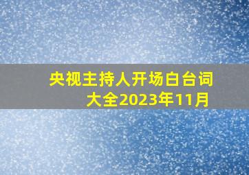 央视主持人开场白台词大全2023年11月