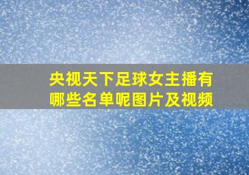 央视天下足球女主播有哪些名单呢图片及视频