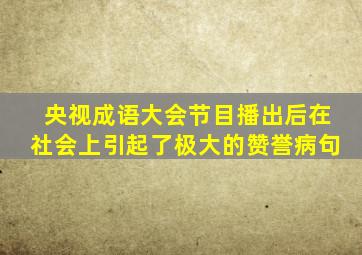 央视成语大会节目播出后在社会上引起了极大的赞誉病句