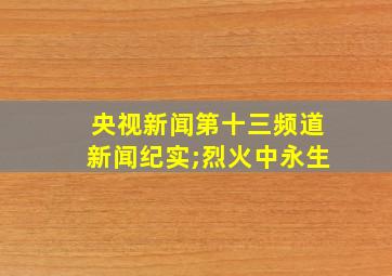 央视新闻第十三频道新闻纪实;烈火中永生